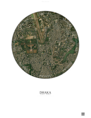 Dhaka Satellite View Poster 2.5km Color | Gravura – Light background