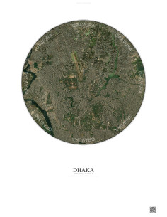Affiche Dhaka – Poster vue satellite 6km Couleur | Gravura – Fond clair