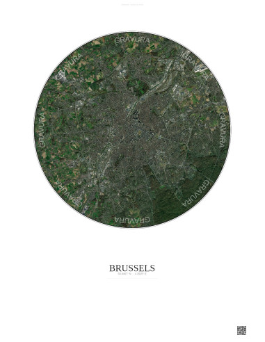 Brussels Satellite View Poster 10km Color | Gravura – Light background