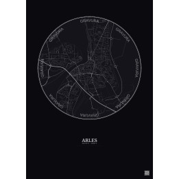 Affiche Arles – Poster carte de ville 2.5km | Gravura – Fond foncé