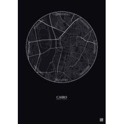 Affiche Cairo – Poster carte de ville 2.5km | Gravura – Fond foncé