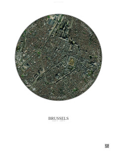 Affiche Brussels – Poster vue satellite 2.5km Couleur | Gravura – Fond clair