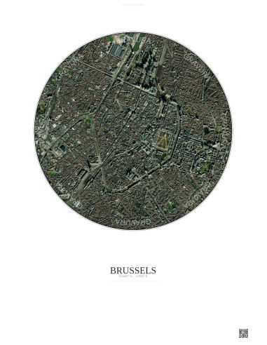 Affiche Brussels – Poster vue satellite 2.5km Couleur | Gravura – Fond clair