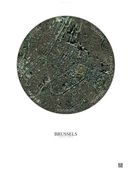 Affiche Brussels – Poster vue satellite 2.5km Couleur | Gravura – Fond clair