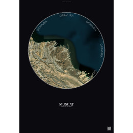 Affiche Muscat – Poster vue satellite 10km Couleur | Gravura – Fond foncé