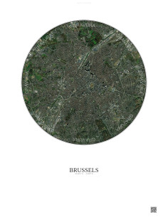 Affiche Brussels – Poster vue satellite 6km Couleur | Gravura – Fond clair