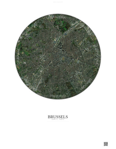 Affiche Brussels – Poster vue satellite 6km Couleur | Gravura – Fond clair