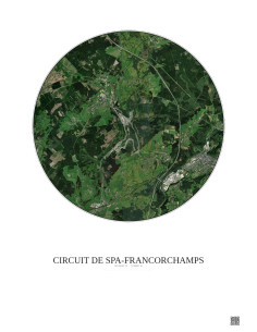 Affiche Circuit De Spa Francorchamps – Poster vue satellite 5km Couleur | Gravura – Fond clair