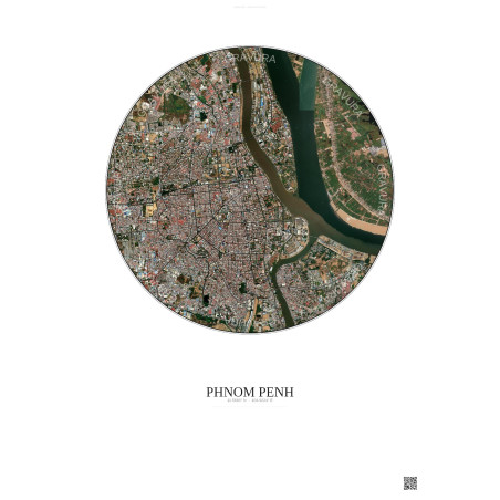 Phnom Penh Satellite View Poster 6km Color | Gravura – Light background
