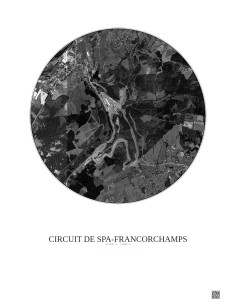 Circuit De Spa Francorchamps Satellite View Poster 2.5km B&W | Gravura – Light background