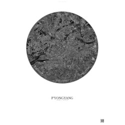 Affiche P Yongyang – Poster vue satellite 10km N&B | Gravura – Fond clair