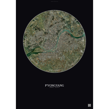 Affiche P Yongyang – Poster vue satellite 10km Couleur | Gravura – Fond foncé