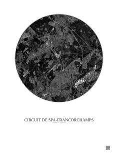 Affiche Circuit De Spa Francorchamps – Poster vue satellite 5km N&B | Gravura – Fond clair