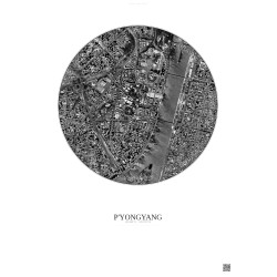 Affiche P Yongyang – Poster vue satellite 2.5km N&B | Gravura – Fond clair
