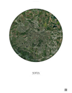 Affiche Sofia – Poster vue satellite 10km Couleur | Gravura – Fond clair