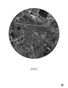 Affiche Sofia – Poster vue satellite 2.5km N&B | Gravura – Fond clair
