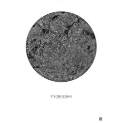 Affiche P Yongyang – Poster vue satellite 6km N&B | Gravura – Fond clair