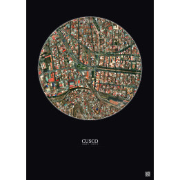 Affiche Cusco – Poster vue satellite 0.5km Couleur | Gravura – Fond foncé