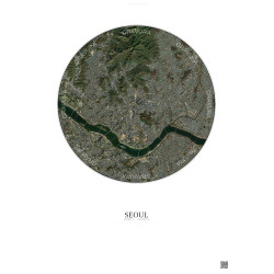 Affiche Seoul – Poster vue satellite 10km Couleur | Gravura – Fond clair