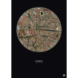 Affiche Cusco – Poster vue satellite 1km Couleur | Gravura – Fond foncé