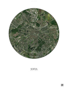 Affiche Sofia – Poster vue satellite 6km Couleur | Gravura – Fond clair