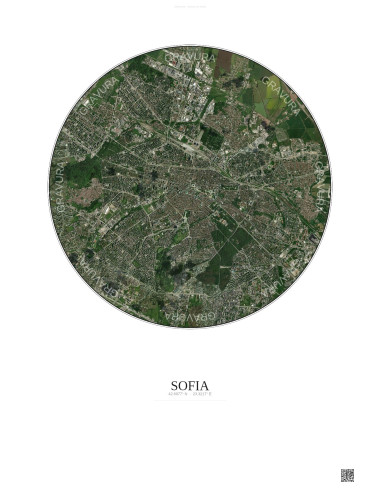Affiche Sofia – Poster vue satellite 6km Couleur | Gravura – Fond clair