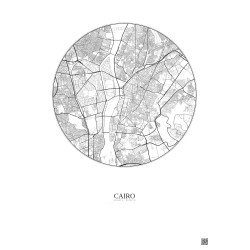Affiche Cairo – Poster carte de ville 6km | Gravura – Fond clair