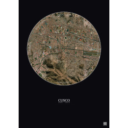 Affiche Cusco – Poster vue satellite 2.5km Couleur | Gravura – Fond foncé