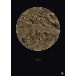 Affiche Cusco – Poster vue satellite 10km Couleur | Gravura – Fond foncé