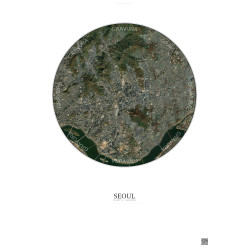 Affiche Seoul – Poster vue satellite 6km Couleur | Gravura – Fond clair