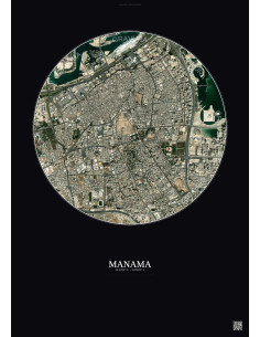 Affiche Manama – Poster vue satellite 2.5km Couleur | Gravura – Fond foncé