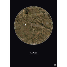 Affiche Cusco – Poster vue satellite 20km Couleur | Gravura – Fond foncé
