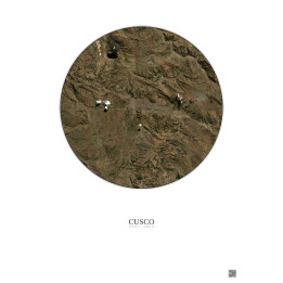Affiche Cusco – Poster vue satellite 20km Couleur | Gravura – Fond clair