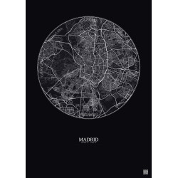 Affiche Madrid – Poster carte de ville 10km | Gravura – Fond foncé