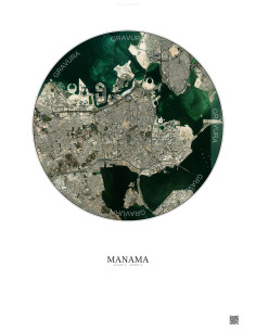 Affiche Manama – Poster vue satellite 6km Couleur | Gravura – Fond clair