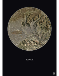 Affiche La Paz – Poster vue satellite 10km Couleur | Gravura – Fond foncé