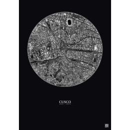 Cusco Satellite View Poster 1km B&W | Gravura – Dark background