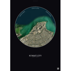 Affiche Kuwait City – Poster vue satellite 6km Couleur | Gravura – Fond foncé