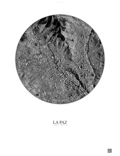 Affiche La Paz – Poster vue satellite 2.5km N&B | Gravura – Fond clair