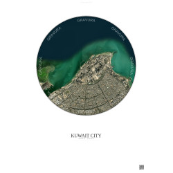 Affiche Kuwait City – Poster vue satellite 6km Couleur | Gravura – Fond clair