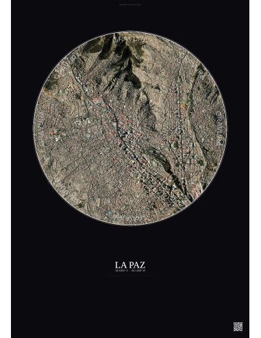 La Paz Satellite View Poster 2.5km Color | Gravura – Dark background