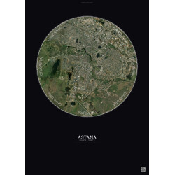Affiche Astana – Poster vue satellite 10km Couleur | Gravura – Fond foncé
