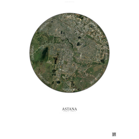 Affiche Astana – Poster vue satellite 10km Couleur | Gravura – Fond clair