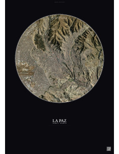 Affiche La Paz – Poster vue satellite 6km Couleur | Gravura – Fond foncé