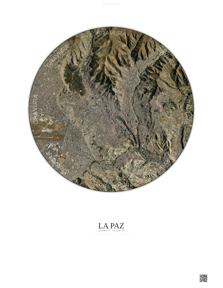 Affiche La Paz – Poster vue satellite 6km Couleur | Gravura – Fond clair