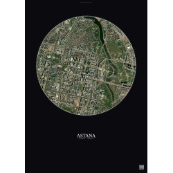 Affiche Astana – Poster vue satellite 2.5km Couleur | Gravura – Fond foncé