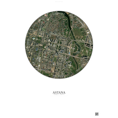Affiche Astana – Poster vue satellite 2.5km Couleur | Gravura – Fond clair