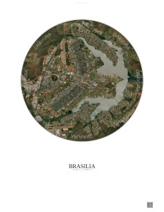 Affiche Brasilia – Poster vue satellite 10km Couleur | Gravura – Fond clair