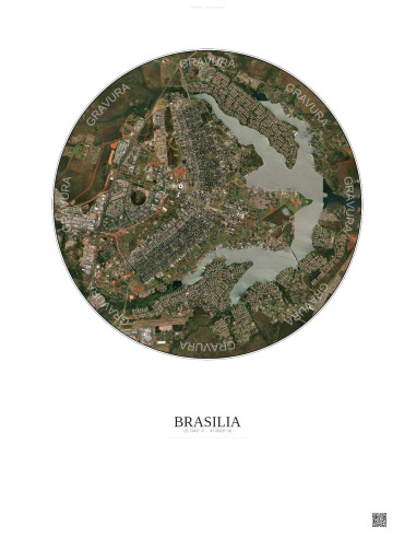 Brasilia Satellite View Poster 10km Color | Gravura – Light background