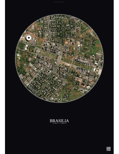 Brasilia Satellite View Poster 2.5km Color | Gravura – Dark background